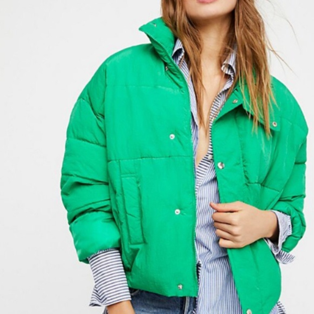 Free People Green Puffer Jacket